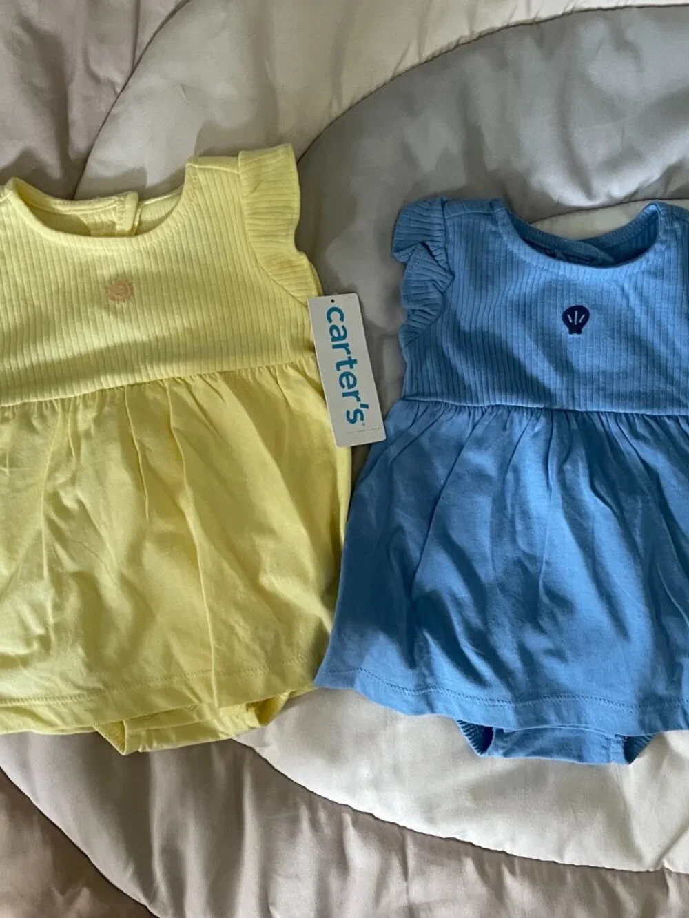NEW Carters Baby Girl 3M 0-3 Months Little Sunshine & Seashell Bodysuit Dress